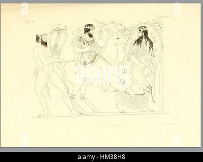 Un'opera d'arte italiana dell'Ottocento di *Pitture di vasi Fittili*, raffigurante antiche ceramiche con disegni intricati. Questo pezzo fa parte di una serie che illustra opere in ceramica, in particolare il vaso presente nel volume 3, T265. Foto Stock