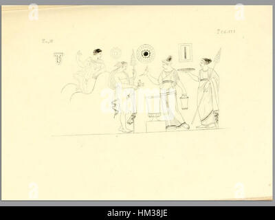 Un dipinto del 1835 da *Pitture di vasi fittili Vol3 T291* di Inghirami, raffigurante antichi vasi in terracotta. L'opera mette in risalto gli intricati disegni e il significato storico dell'antica arte ceramica, un elemento chiave degli studi dell'antichità classica. Foto Stock