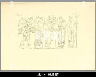 Un dipinto dettagliato dell'opera del 1835 "Pitture di vasi fittili", che mostra antichi disegni di ceramica e le loro interpretazioni artistiche, che riflettono temi classici. Foto Stock