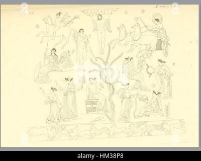 Questa opera d'arte dell'edizione 1837 di "pitture di vasi fittili" (dipinti di vasi di terracotta) Vol. 4 illustra le dettagliate raffigurazioni di antichi vasi di terracotta, sottolineandone il significato culturale e storico nella storia dell'arte. Foto Stock