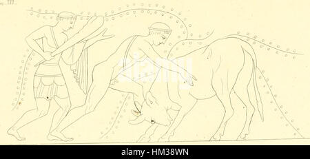 Questa opera d'arte del 1835 di Inghirami, "Pitture di vasi fittili", presenta vasi in ceramica dipinti. Fa parte della collezione del volume 3, che mostra dettagliate raffigurazioni di antiche ceramiche e della loro arte decorativa. Foto Stock