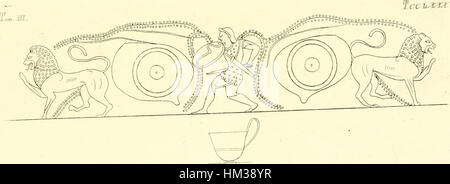 Questa opera d'arte della collezione di Inghirami del 1835 "Pitture di vasi fittili" presenta raffigurazioni dettagliate di vasi in terracotta. Il dipinto mostra i disegni intricati e l'influenza classica delle antiche ceramiche, parte del volume 3 della serie. Foto Stock