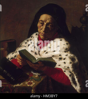 Jan Lievens - vecchia donna Lettura - Cat487 Foto Stock