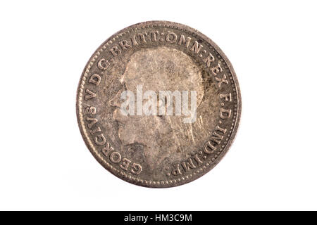 Un Threepenny moneta imperiale con King George sul retro Foto Stock