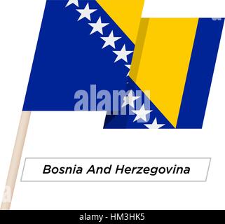 La Bosnia e Erzegovina Ribbon sventola Bandiera isolato su bianco. Illustrazione Vettoriale. Illustrazione Vettoriale