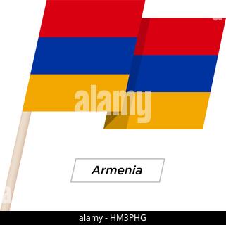 Armenia Ribbon sventola Bandiera isolato su bianco. Illustrazione Vettoriale. Illustrazione Vettoriale