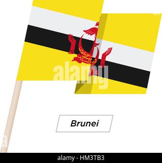 Nastro di Brunei sventola Bandiera isolato su bianco. Illustrazione Vettoriale. Illustrazione Vettoriale