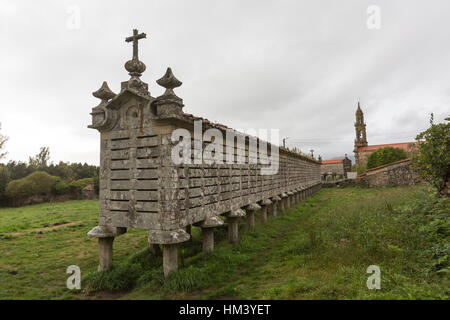 Horreo di Carnota, provincia di Coruna, Galizia, Spagna Foto Stock