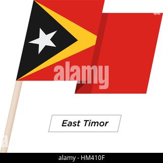 Timor Est Ribbon sventola Bandiera isolato su bianco. Illustrazione Vettoriale. Illustrazione Vettoriale