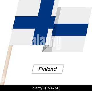 Finlandia Ribbon sventola Bandiera isolato su bianco. Illustrazione Vettoriale. Illustrazione Vettoriale