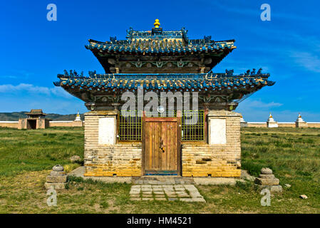 Il Tempio Azzurro Khokh tempio, Erdene Zuu monastero, Kharkhorin, Övörkhangai Aimag, Mongolia Foto Stock