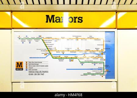 Manieri stazione della metropolitana Newcastle upon Tyne Foto Stock