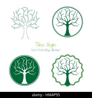 Serie di varianti di un albero logo. Organico o eco-friendly product design modello. Illustrazione Vettoriale