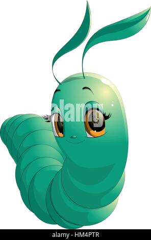 Simpatico cartoon caterpillar Illustrazione Vettoriale