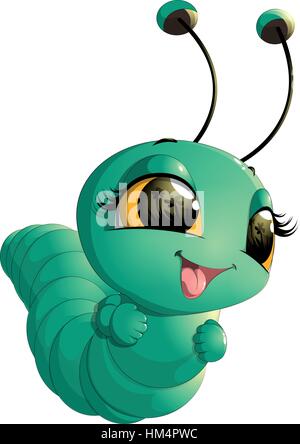 Simpatico cartoon caterpillar Illustrazione Vettoriale