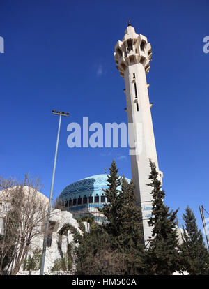 Il minareto del Re Abdullah mi moschea di Amman in Giordania Foto Stock