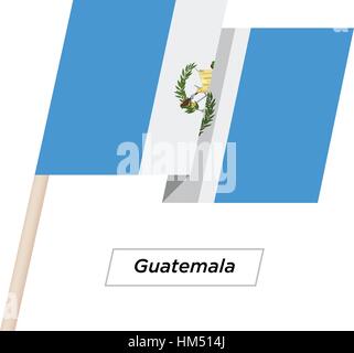 Guatemala Ribbon sventola Bandiera isolato su bianco. Illustrazione Vettoriale. Illustrazione Vettoriale