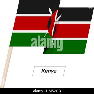 Kenya Ribbon sventola Bandiera isolato su bianco. Illustrazione Vettoriale. Illustrazione Vettoriale