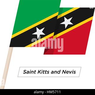 Saint Kitts e Nevis Ribbon sventola Bandiera isolato su bianco. Illustrazione Vettoriale. Illustrazione Vettoriale