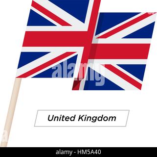 Regno Unito Ribbon sventola Bandiera isolato su bianco. Illustrazione Vettoriale. Illustrazione Vettoriale