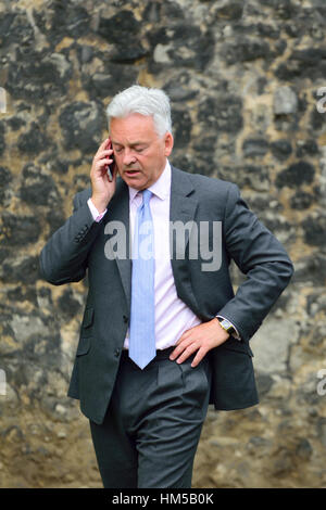 Sir Alan Duncan MP (conservatore: Rutland e Melton) su College Green, Westminster, Giugno 2016 Foto Stock