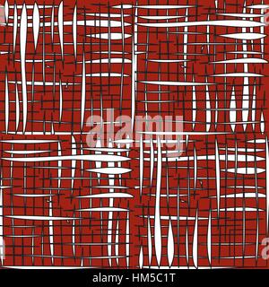 Modello bianco di forme geometriche su sfondo rosso Illustrazione Vettoriale