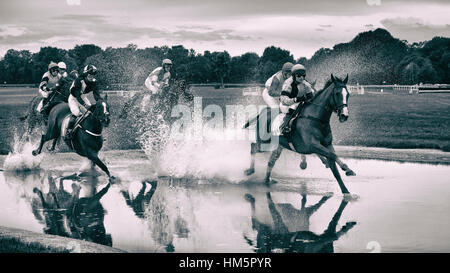 WROCLAW, Polonia - 4 settembre; 2016: Horse Racing - Gran Premio Wroclawska Aeroporto Wroclaw. Conduce M. Stromsky (10) a cavallo il sergente Thunder. Foto Stock