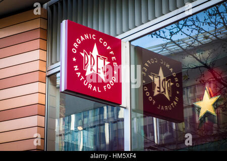 Pret a Manger restaurant cafe segno, London, Regno Unito Foto Stock