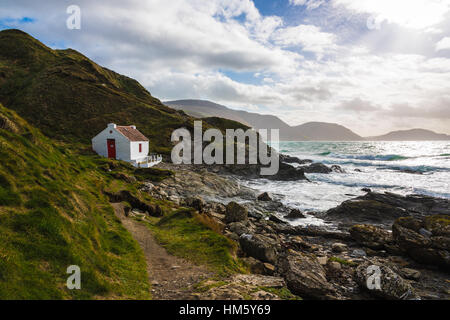 Knockuskey Cottage, Niarbyl, Isola di Man. Foto Stock