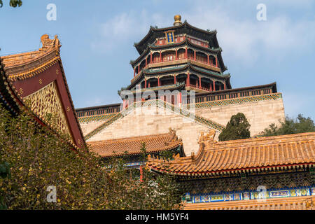 Torre di incenso buddista, il Summer Palace, Pechino, Repubblica Popolare di Cina e Asia Foto Stock