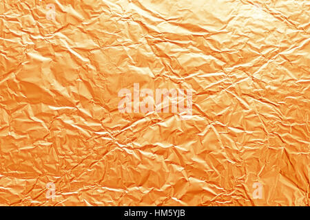 La texture di sgualciti di metallo di foglio dorato Foto Stock