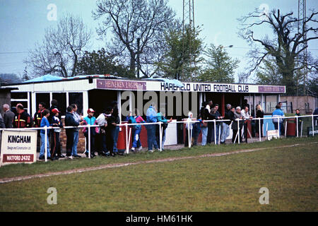 Preston Park, casa di Harefield United FC (Middlesex), raffigurato in aprile 1990 Foto Stock