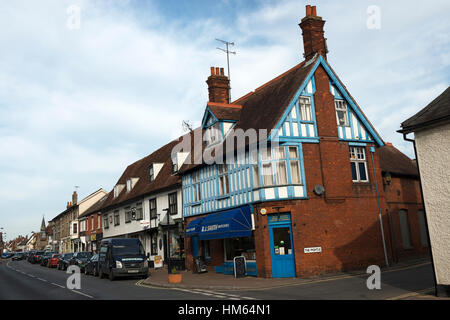 Il Pightle e High Street, Needham Market, Suffolk, Regno Unito. Foto Stock