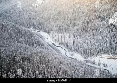 Antenna vista invernale di Esplanade gamma; sub-gamma di Selkirk gamma; British Columbia; Canada Foto Stock