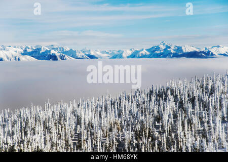 Antenna vista invernale di Esplanade gamma; sub-gamma di Selkirk gamma; British Columbia; Canada Foto Stock