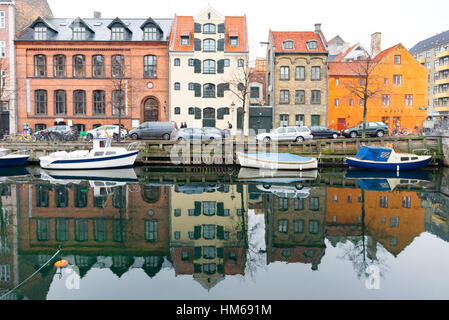 Waterside vivono in Christianshavn, Copenhagen, Danimarca Foto Stock