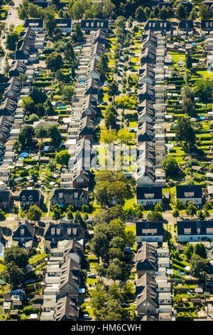 Case terrazza, colliery Meerbeck insediamento, Moers, distretto della Ruhr, Nord Reno-Westfalia, Germania Foto Stock