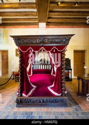 Camera da letto, Museo Leonardo da Vinci, Château du Clos Lucé, Amboise, Indre-et-Loire, Valle della Loira, Centro, Francia Foto Stock