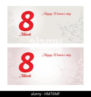 Marzo 8 biglietto di auguri. Modello di sfondo per internazionale Womans giorno. Illustrazione Vettoriale. Illustrazione Vettoriale