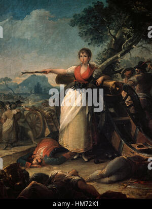 Agustine d'Aragona (Agustina de Aragon) (1786-1857). L'eroina di spagnolo durante la guerra spagnola di Indipendenza (1807-1814). Ritratto di Juan Galvez (1774-1846), 1810. Lazaro Galdiano museo. Madrid. Spagna. Foto Stock