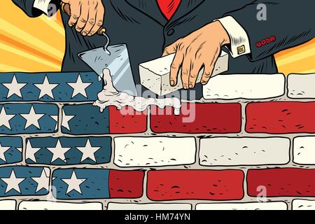 Politico di costruire un muro sul confine USA Illustrazione Vettoriale