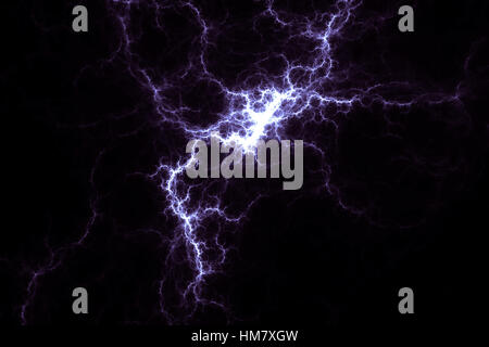 Viola lightning design. Abstract background. Isolato su sfondo nero. Foto Stock