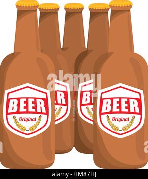 Brown bottiglia di birra icon image design, illustrazione vettoriale Illustrazione Vettoriale