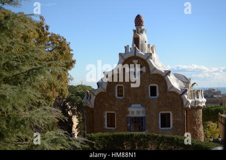 Parc Guell a Barcellona, Spagna Foto Stock