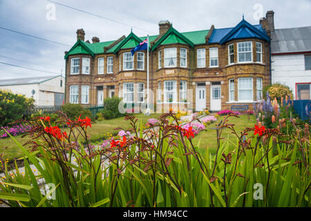 Tipiche case britanniche, Stanley, capitale delle Isole Falkland, Sud America Foto Stock