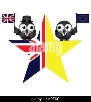 Comico UK e UE split star che rappresenta il Regno Unito uscire dall'Unione europea Foto Stock