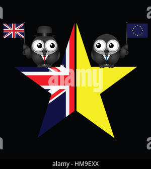 Comico UK e UE split star che rappresenta il Regno Unito uscire dall'Unione europea Foto Stock