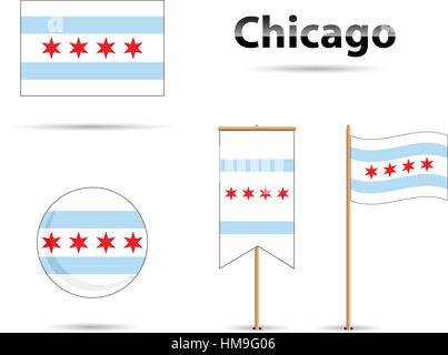 Chicago Illinois, bandiera blu e rosso Illustrazione Vettoriale