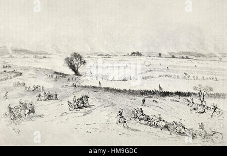 Pickett's carica alla battaglia di Gettysburg, USA La guerra civile Foto Stock