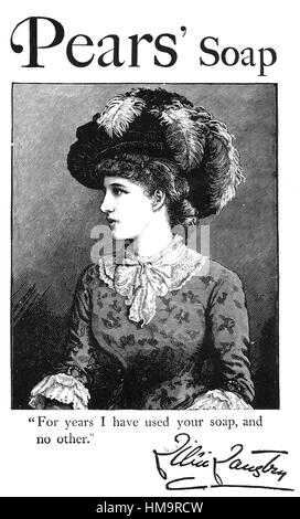 LILLIE LANGTRY (1853-1929) inglese attrice e socialite su un annuncio per le pere sapone circa 1893 Foto Stock